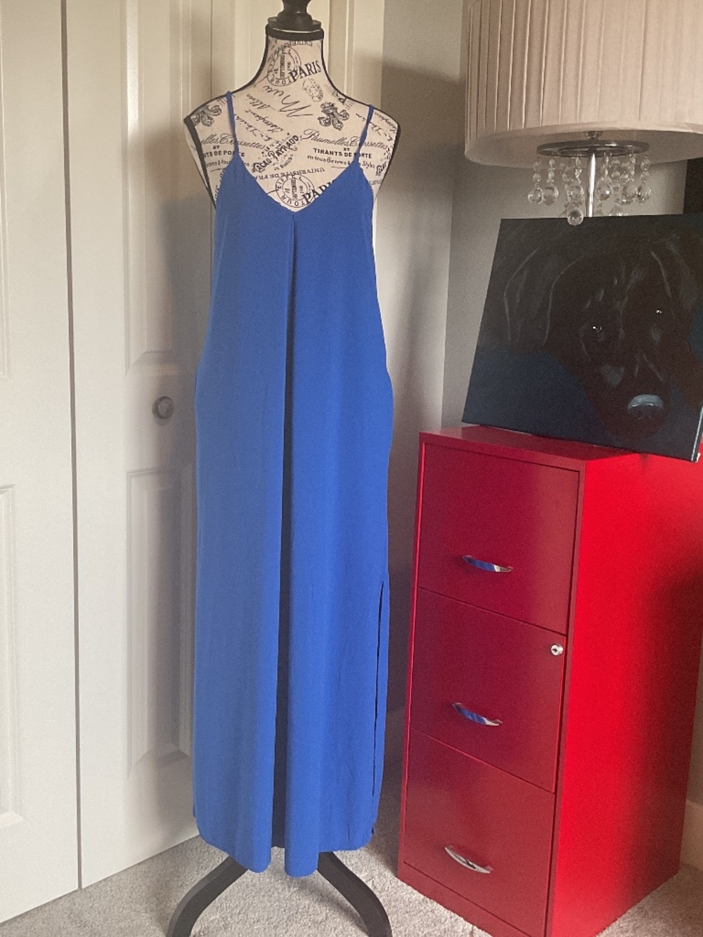 NWOT Chic Royal Blue Spaghetti Strap Maxi Dress by Gianni Bini